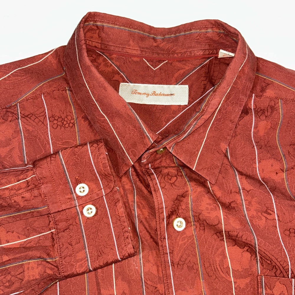 Tommy Bahama Long Sleeve Button Up‎ Silk Blend Paisley Floral Geometric Mens XLX